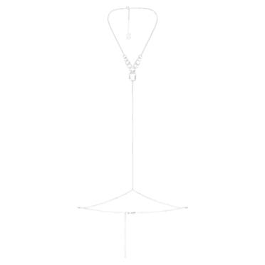 Swarovski x SKIMS 身体链, 混合式切割，盒链, Y 形, 白色, 不锈钢 - Swarovski, 5678062