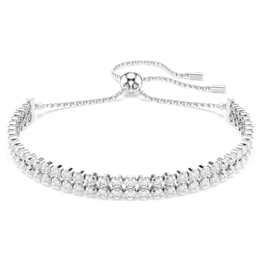 Matrix Tennis bracelet, Round cut, White, Rhodium plated - Swarovski, 5678252