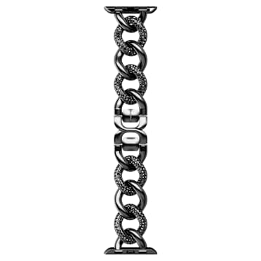 Correia em corrente Sparkling, Para o Apple Watch® 40 mm & 41 mm, Preta, Acabamento a preto - Swarovski, 5678677