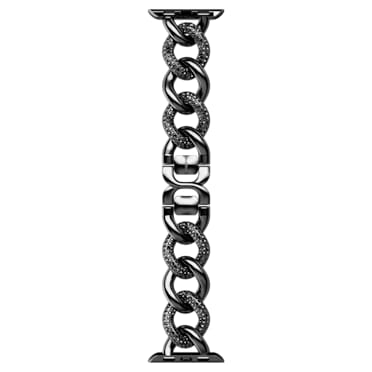 Sparkling chain strap, For Apple Watch® 40 mm & 41mm, Black, Black finish - Swarovski, 5678677