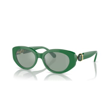 Okulary przeciwsłoneczne, Kształt kociego oka, SK6002, Zielone - Swarovski, 5679539