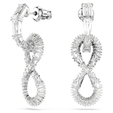 Hyperbola ต่างหูทรงหยดน้ำ, อินฟินิตี้, ขาว, เคลือบโรเดียม - Swarovski, 5679793