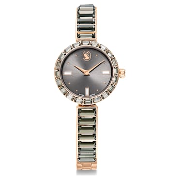 Relógio Matrix Bangle, Fabrico suíço, Bracelete em cristal, Cinzento, Acabamento em rosa dourado - Swarovski, 5679887