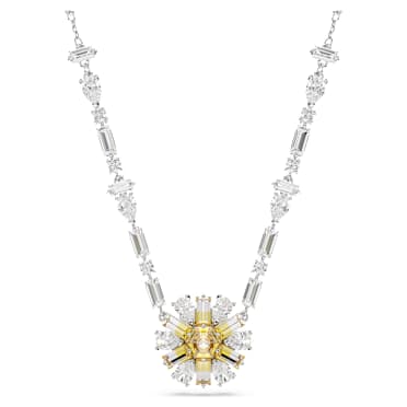 Idyllia 項鏈, 花朵, 黃色, 鍍白金色 - Swarovski, 5679916