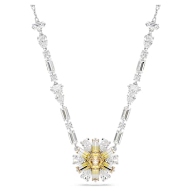 Idyllia necklace, Flower, Yellow, Rhodium plated - Swarovski, 5679916