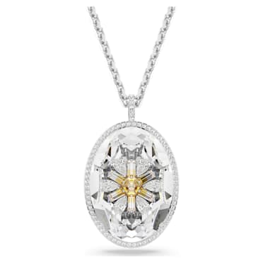 Idyllia pendant, Flower, Yellow, Rhodium plated - Swarovski, 5679917