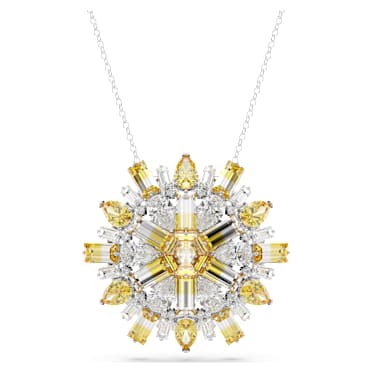 Idyllia Anhänger und Brosche, Verschiedene Schliffe, Blume, Lang, Gelb, Rhodiniert - Swarovski, 5679947