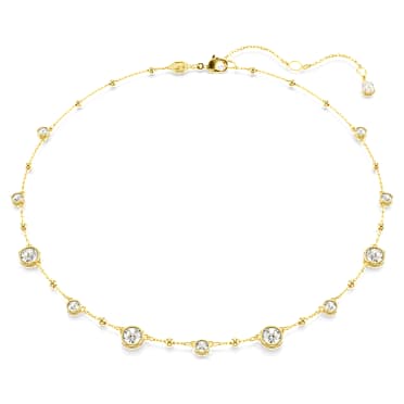 Náhrdelník Imber, Kulatý výbrus, Rozptýlený design, Bílá, Pokoveno ve zlatém odstínu - Swarovski, 5680090