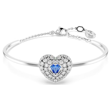 Bracelete Hyperbola, Coração, Azul, Lacado a ródio - Swarovski, 5680393