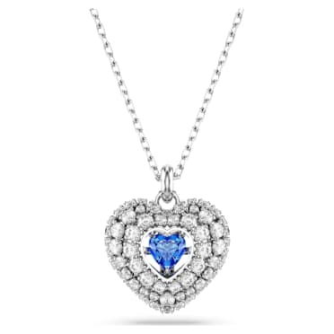 Přívěsek Idyllia, Srdce, Modrá, Pokoveno rhodiem - Swarovski, 5680403