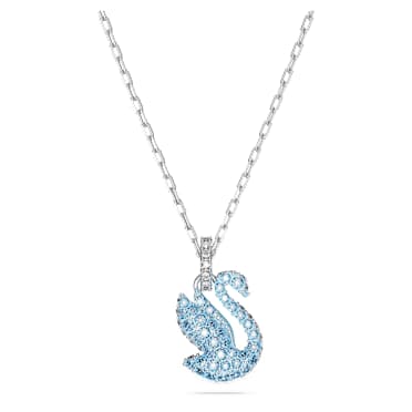 Swan 鏈墜, 天鵝, 細碼, 藍色, 鍍白金色 - Swarovski, 5680422