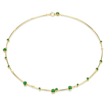 Constella necklace, Mixed round cuts, Green, Gold-tone plated - Swarovski, 5680551