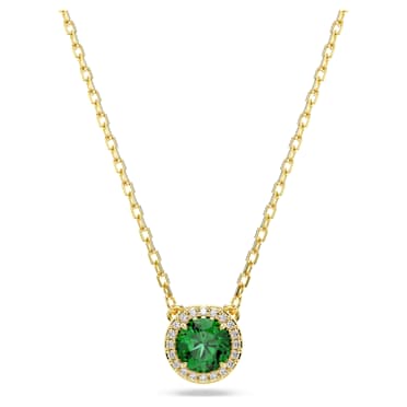 Pendentif Una Angelic, Coupe ronde, Pavé, Vert, Placage de ton or - Swarovski, 5680557