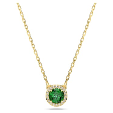 Una pendant, Round cut, Pavé, Green, Gold-tone plated - Swarovski, 5680557