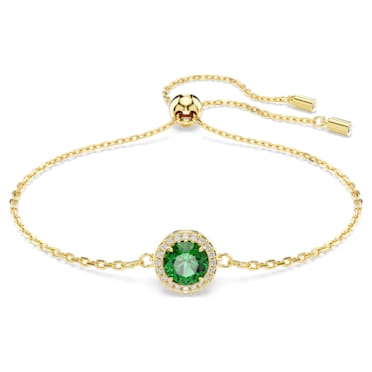 Una bracelet, Round cut, Pavé, Green, Gold-tone plated - Swarovski, 5680559