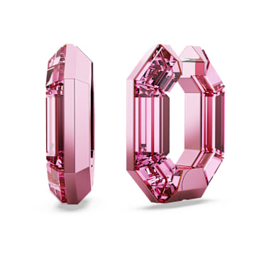 Lucent ต่างหูแบบห่วง, ทรงแปดเหลี่ยม, ขนาดเล็ก, ชมพู - Swarovski, 5680783