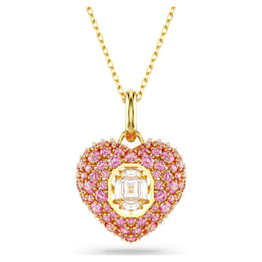 Idyllia Anhänger, Oktagon-Schliff, Kristallperle, Herz, Rosa, 18K Goldbeschichtet - Swarovski, 5680784