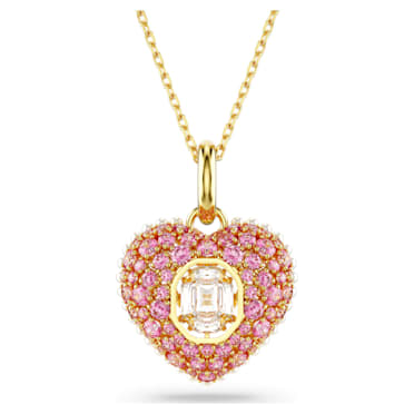 Pandantiv Hyperbola, Tăietură octogonală, Perle de cristal, Inimă, Roz, Placat cu auriu - Swarovski, 5680784