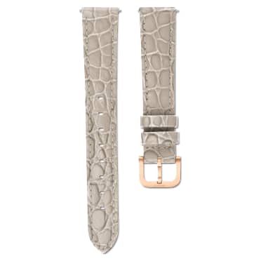 สายนาฬิกา, กว้าง 16 มม. (0.63 นิ้ว) หนังเย็บตะเข็บ, เบจ, เคลือบโทนสีโรสโกลด์ - Swarovski, 5680993