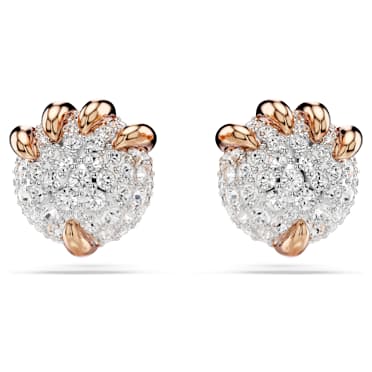 ต่างหูเม็ดเดี่ยว Dragon & Phoenix, กรงเล็บมังกร, ขาว, เคลือบโทนสีโรสโกลด์ - Swarovski, 5681058