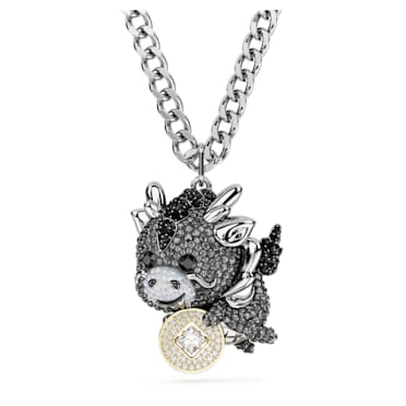 Chinese Zodiac pendant, Dragon, Gray, Mixed metal finish - Swarovski, 5681059