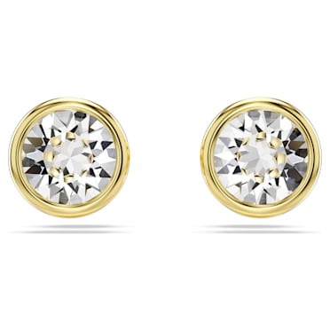 Imber stud earrings, Round cut, White, Gold-tone plated - Swarovski, 5681552
