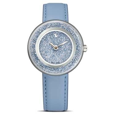 นาฬิกา Crystalline Lustre, Swiss Made, สายหนัง, น้ำเงิน, สเตนเลสสตีล - Swarovski, 5681733