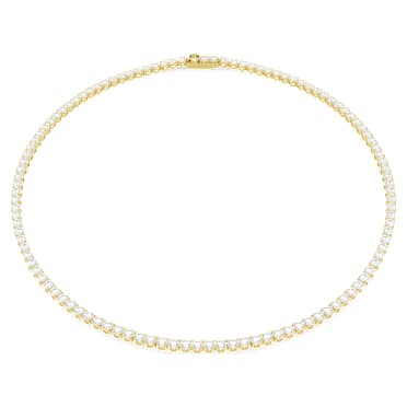 Matrix สร้อยคอ Tennis, เจียระไนทรงกลม, ขาว, ตกแต่งผิวด้วยทองคำ 18K - Swarovski, 5681795