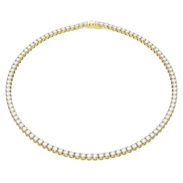 Matrix Tennis Halskette, Rundschliff, Weiß, Goldlegierungsschicht - Swarovski, 5681795