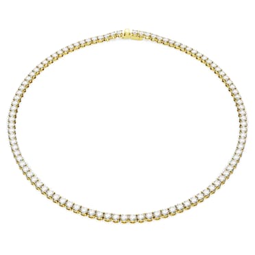 Matrix Tennis Kolye, Yuvarlak kesim, Beyaz, Altın rengi kaplama - Swarovski, 5681795