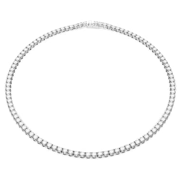 Matrix Tennis Kolye, Yuvarlak kesim, Beyaz, Rodyum kaplama - Swarovski, 5681796