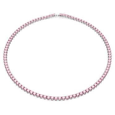 Collana Matrix Tennis, Taglio Round, Rosa, Placcato rodio - Swarovski, 5681800