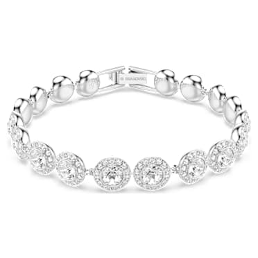 Una Tennis bracelet, Round cut, White, Rhodium plated - Swarovski, 5682279