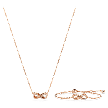 Hyperbola 套裝, Infinity, 白色, 鍍金（玫瑰金色飾面） - Swarovski, 5682483