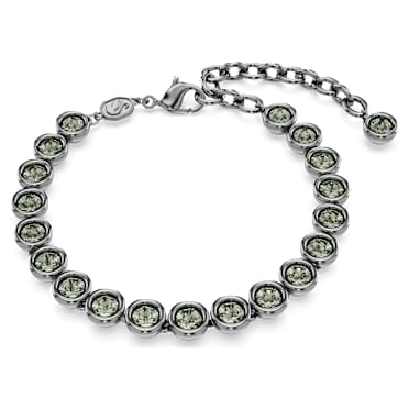 Bracelet Imber Tennis, Taille ronde, Noir, Métal plaqué ruthénium - Swarovski, 5682592