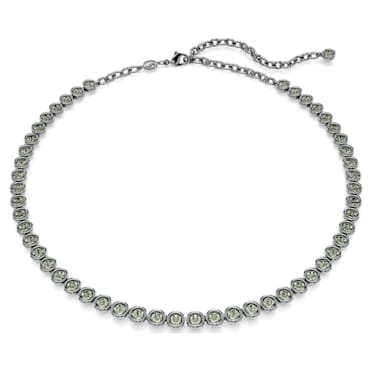 Imber Tennis necklace, Round cut, Gray, Ruthenium plated - Swarovski, 5682593