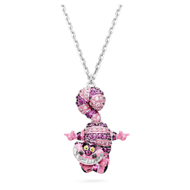 Alice in Wonderland pendant, Cat, Pink, Rhodium plated - Swarovski, 5682809