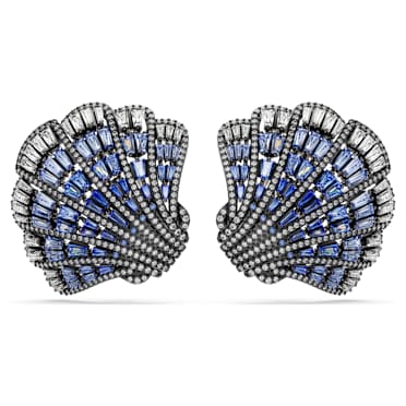 Idyllia clip oorbellen, Schelp, Blauw, Gemengde metaalafwerking - Swarovski, 5683033