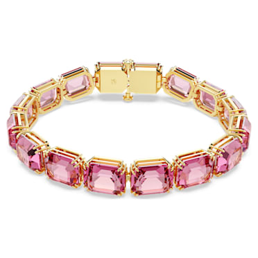 Millenia bracelet, Octagon cut, Pink, Gold-tone plated - Swarovski, 5683428
