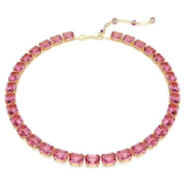 Millenia 項鏈, 八角形切割, 粉紅色, 鍍金色色調 - Swarovski, 5683429