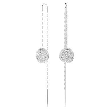 Sublima drop earrings, White, Rhodium plated - Swarovski, 5683448