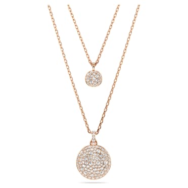 Večslojni obesek Sublima, Bel, V videzu rožnatega zlata 18K - Swarovski, 5683449
