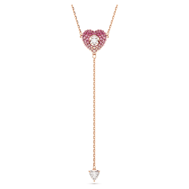 Pendentif en Y Hyperbola, Cœur, Rose, Placage de ton or rosé - Swarovski, 5683575