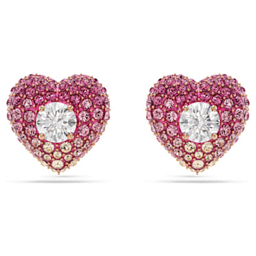 Idyllia 耳釘, 心形, 粉紅色, 鍍金（玫瑰金色飾面） - Swarovski, 5683583