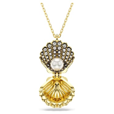 Přívěsek Idyllia, Křišťálová perla, Mušle, Bílá, Pokoveno ve zlatém odstínu - Swarovski, 5683966
