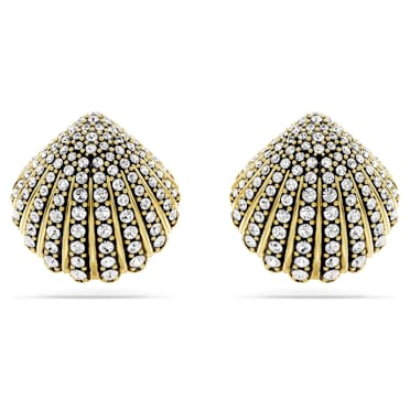 Idyllia 耳釘, 貝殼, 白色, 鍍金（金色飾面） - Swarovski, 5683970