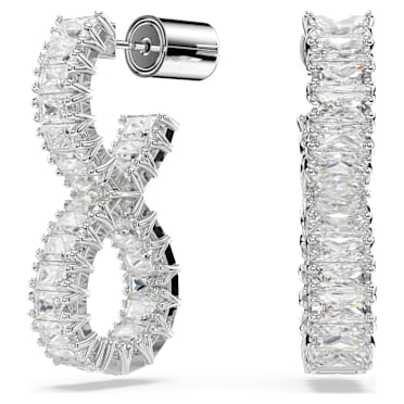 ต่างหูแบบห่วง Hyperbola, อินฟินิตี้, ขาว, เคลือบโรเดียม - Swarovski, 5684047