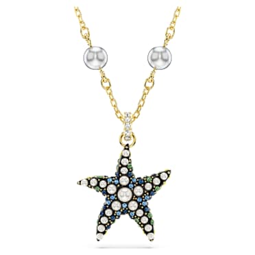 Idyllia medál, Kristály gyöngyök, Tengeri csillag, Többszínű, 18 kt-os aranybevonat - Swarovski, 5684116