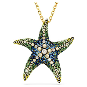 Colgante y broche Idyllia, Crystal pearls, Estrella de mar, Multicolor, Baño tono oro - Swarovski, 5684168