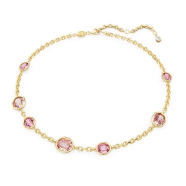 Imber necklace, Octagon cut, Pink, Gold-tone plated - Swarovski, 5684239